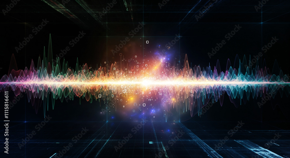 Aufkleber digital soundwave spectrum abstract background . generative ai