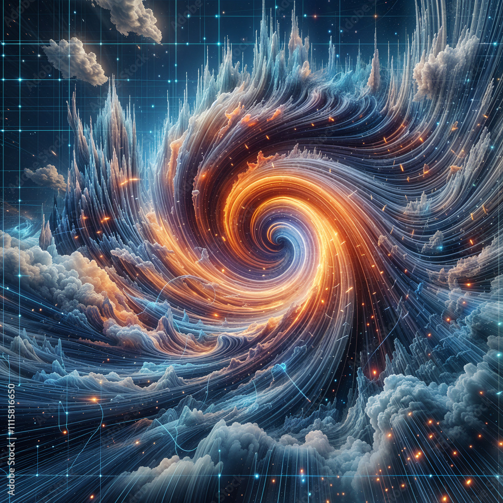 Poster digital soundwave spectrum twist abstract background . generative ai
