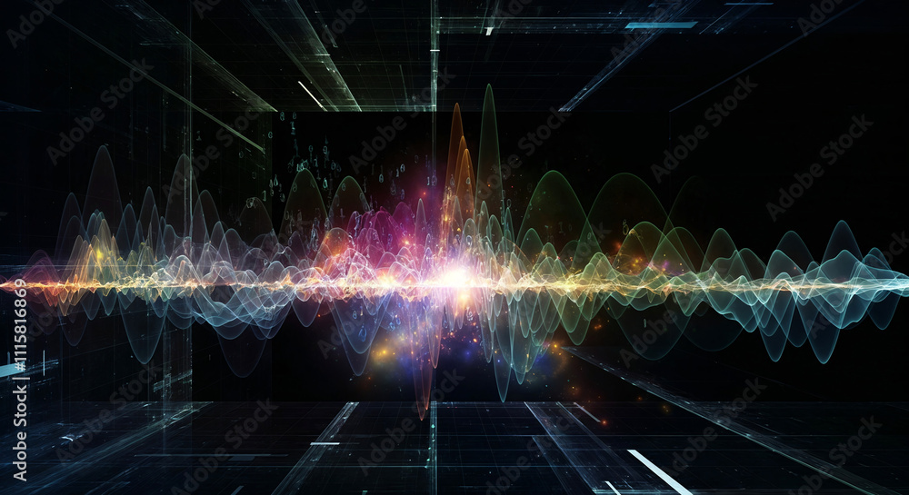 Aufkleber digital soundwave spectrum abstract background . generative ai