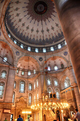 Interior view of Eyup Sultan Mosque in Istanbul, Turkey.