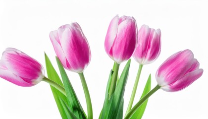 Fototapeta premium Elegant Pink and White Tulips. Symbol of Love, Beauty, and Renewal for Celebrations like Women's Day, Mother's Day, and Birthdays. Perfect for Gifting or Decorating Homes and Offices