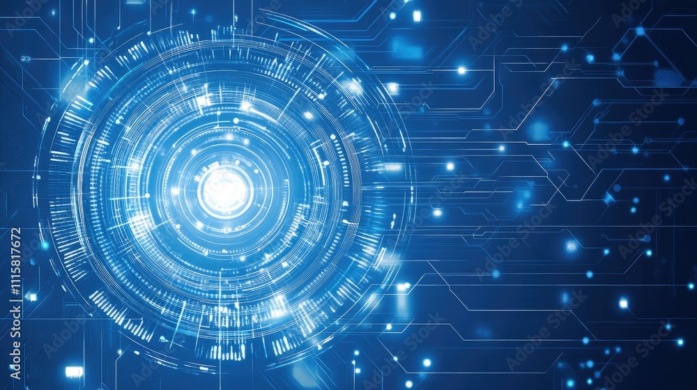 Poster abstract digital technology background with futuristic circles