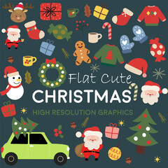 Christmas ornaments icon greeting card flat design illustration