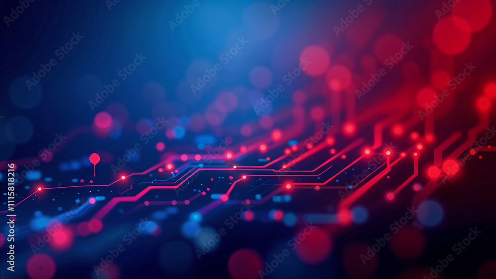 Poster neon circuits lines background . generative ai