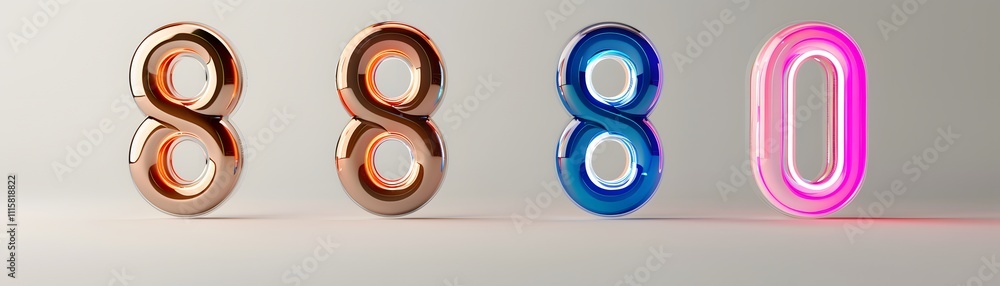 Aufkleber dynamic neon number display modern art studio digital artwork contemporary setting abstract concept
