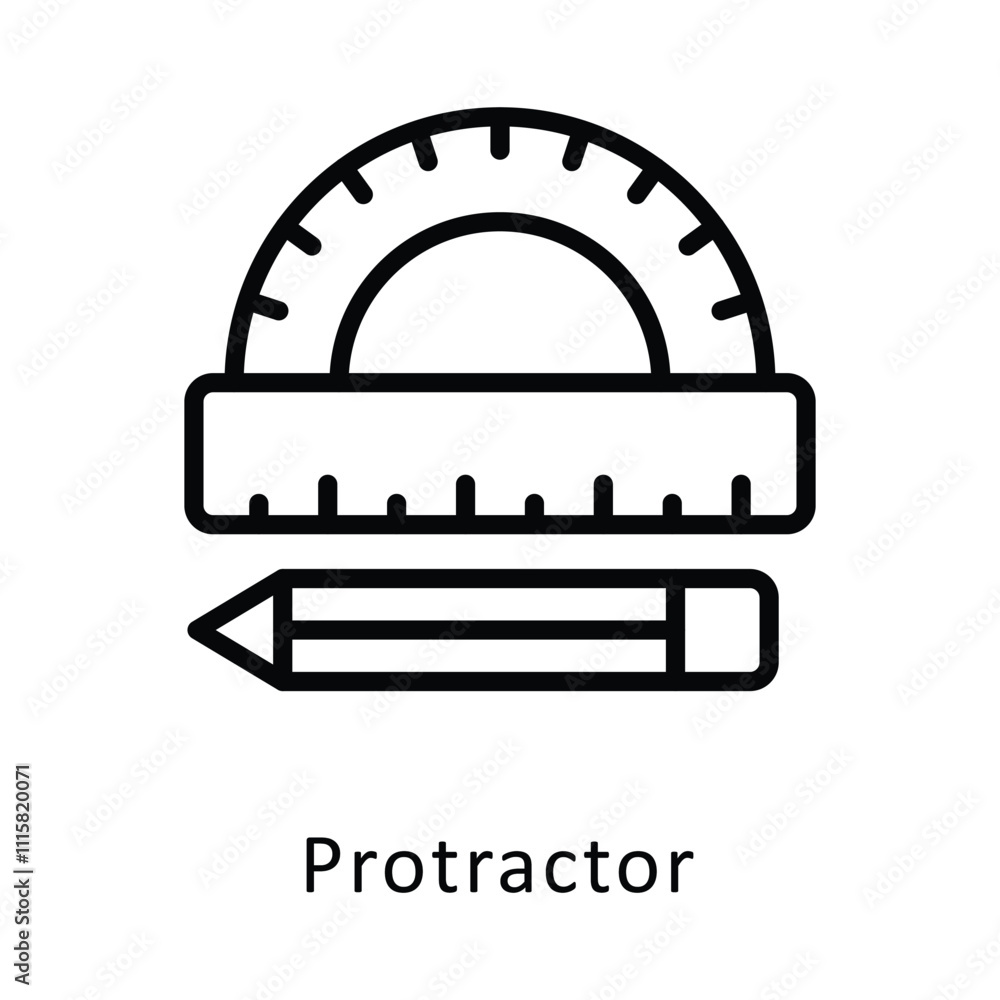 Poster protractor vector outline icon. eps file 10
