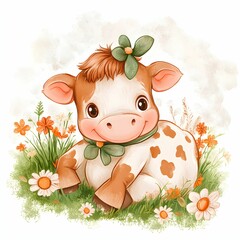 Adorable orange cow clipart