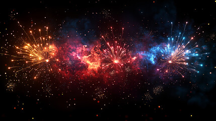 Fototapeta premium Vibrant Fireworks Celebration with top view