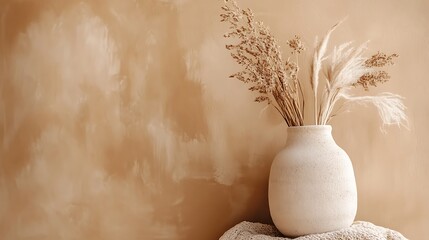 Warm beige and soft pastel palettes with layered textures for a cozy rustic design 