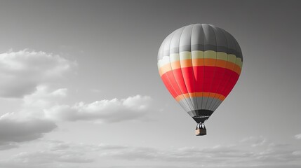 Fototapeta premium A colorful hot air balloon flying in a black and white sky.