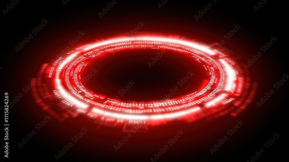 Aufkleber abstract red digital ring data analytics futuristic hud technology background circular