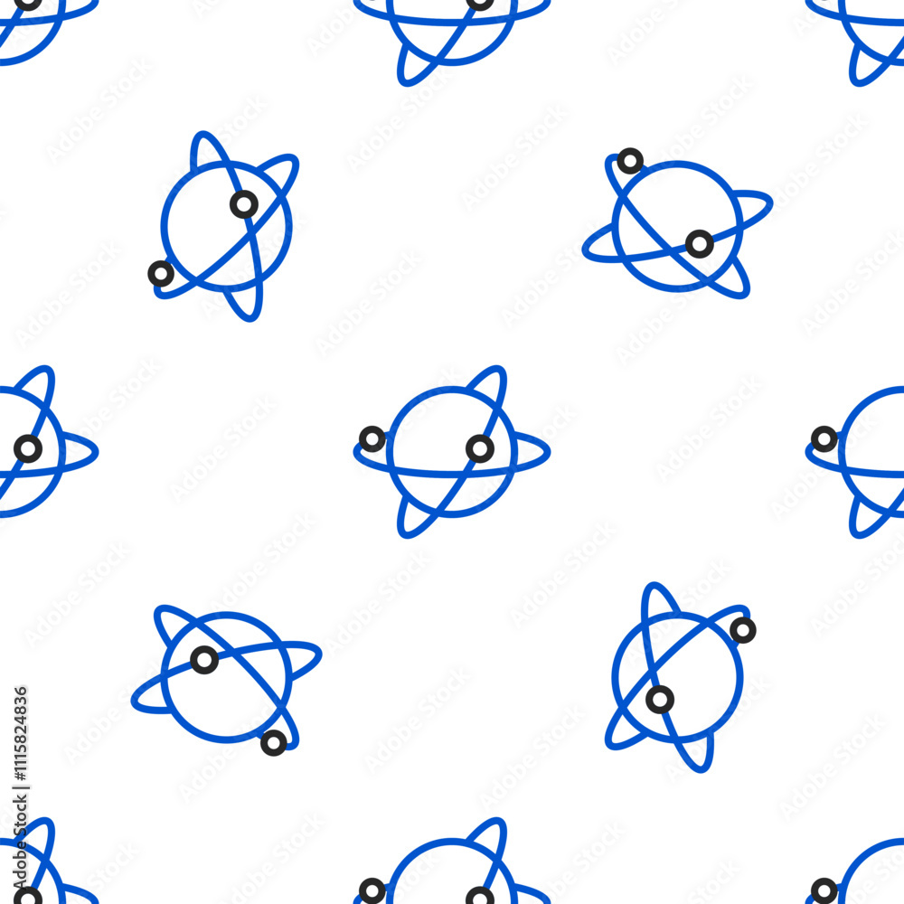 Poster line artificial satellites orbiting the planet earth in outer space icon isolated seamless pattern o
