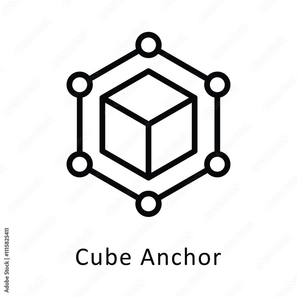 Poster cube anchor vector outline icon. eps file 10