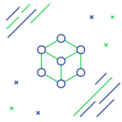 Naklejka premium Line Molecule icon isolated on white background. Structure of molecules in chemistry, science teachers innovative educational poster. Colorful outline concept. Vector