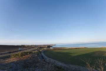 石狩厚田の嶺泊展望パーキングで撮影した石狩湾