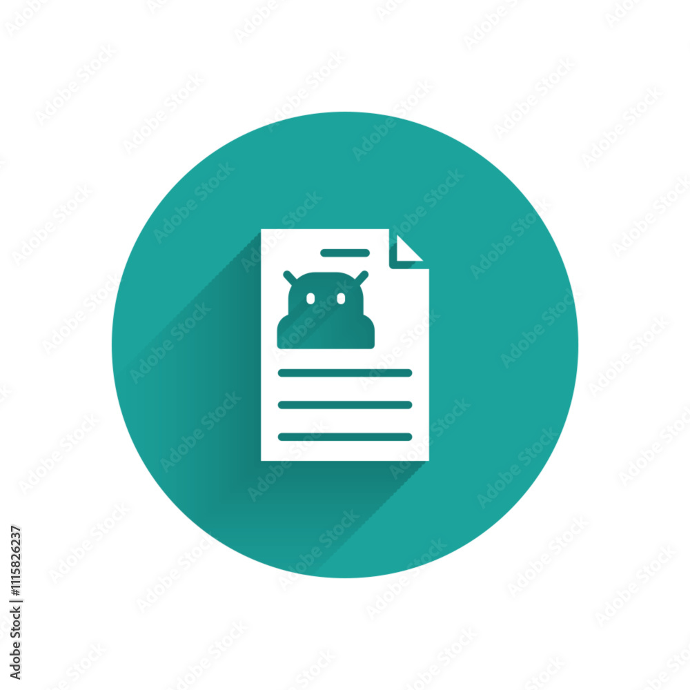 Aufkleber white technical specification icon isolated with long shadow. technical support check list, team wor
