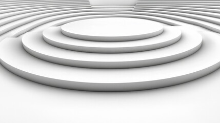 Obraz premium Abstract White Gray Circular Steps Modern Geometric Background 3D Render