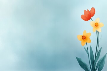 Obraz premium spring floral watercolors, watercolor tulips and daffodils sway in a gentle spring dance, creating a floral backdrop basking in sunlight