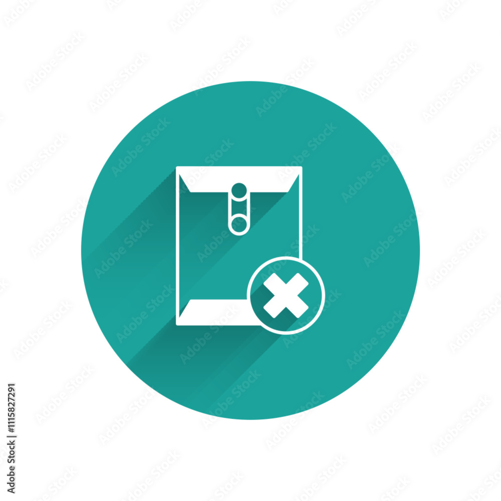 Poster white delete envelope icon isolated with long shadow background. delete or error letter. cross on me