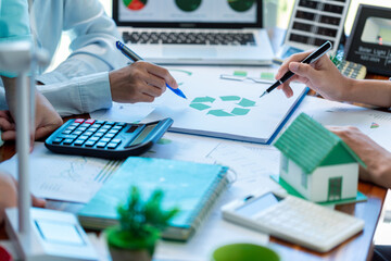Corporate office implemented eco-friendly management practices to promote business model centered...