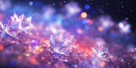 冬の夜の光に輝くイルミネーション　Generative AI