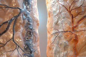 Comparative Illustration between Healthy Veins and Varicose Veins and Its Treatment Procedure