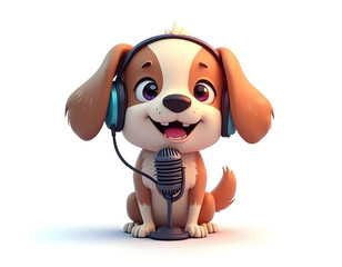 Naklejka premium Cartoon animal podcast logo design