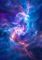 Obraz premium Cosmic abstract background, celestial blue and purple rays, otherworldly light interior wall