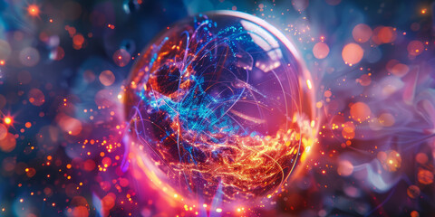 The birth of artificial consciousness, glowing orb of light, ethereal background, sense of wonder and mystery