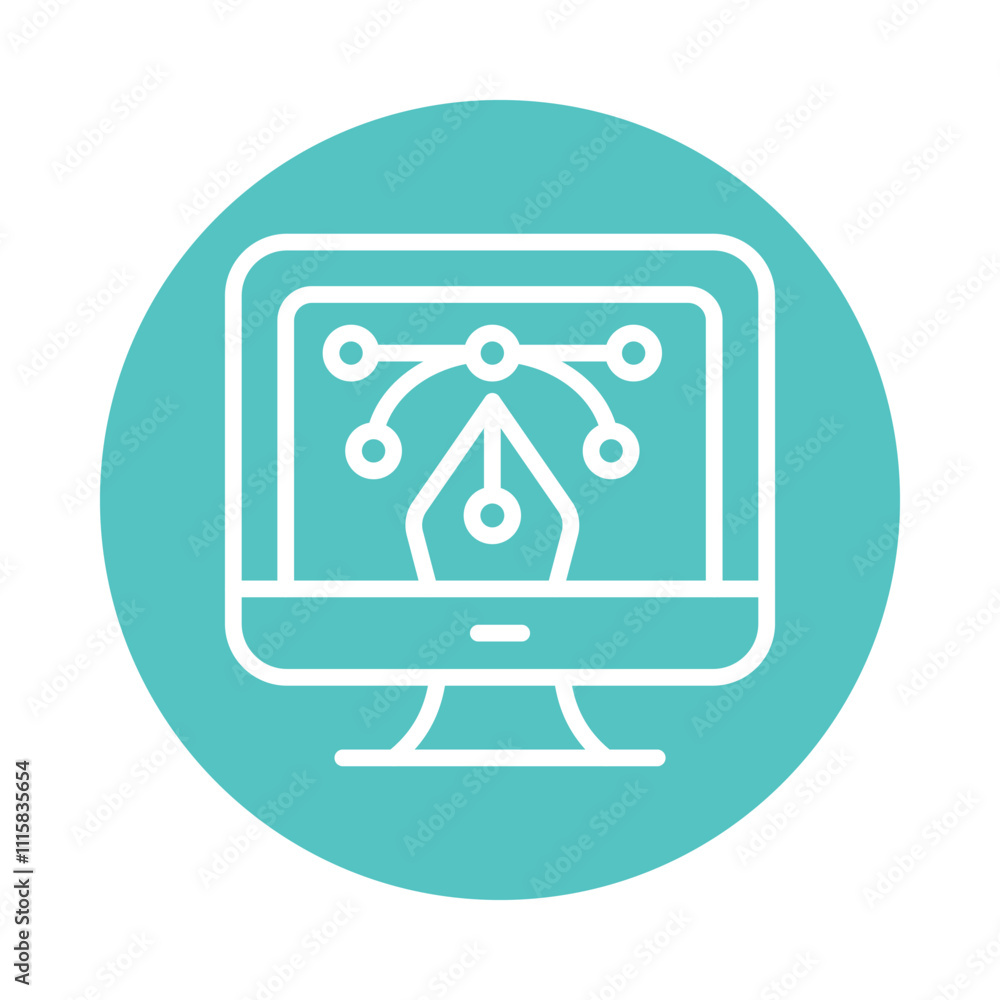 Poster vector designing vector glyph circle outline icon. eps file 10