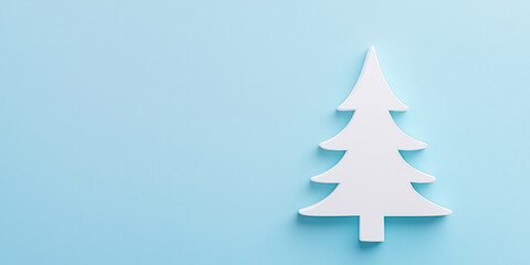 Obraz premium christmas tree in blue and white background, minimalist design, new year background