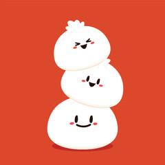 Chinese Steam Bun illustration vector. Asian food vector illustration. Baozi or bao is Chinese food.