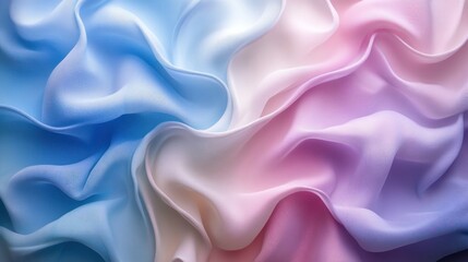 Obraz premium Abstract background of soft, flowing pastel blue, white, and pink fabric.