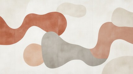 Obraz premium Abstract terracotta, beige, and gray watercolor shapes on textured background.