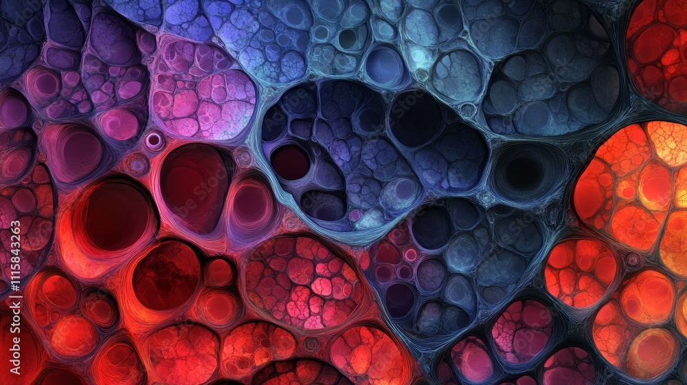 Poster abstract colorful cell-like structure.