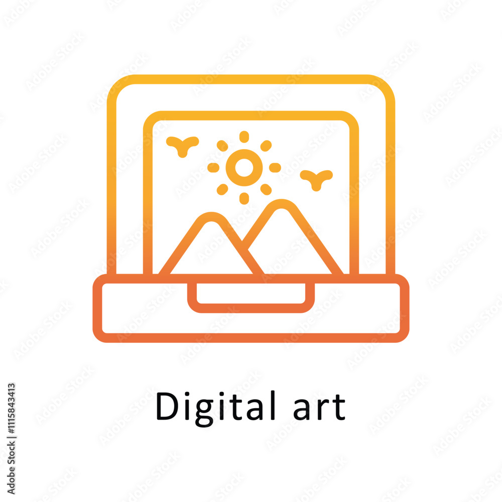Aufkleber digital art vector gradient outline icon. eps file 10
