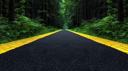 Obraz premium Yellow Brick Road Magical Forest Path Fantasy Journey Asphalt Road