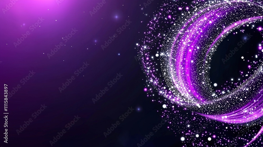 Aufkleber abstract purple particle wave digital background data science metaverse