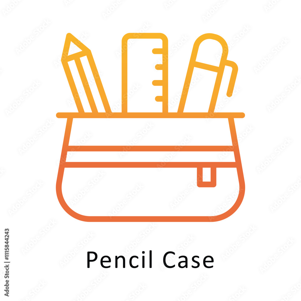 Poster pencil case vector gradient outline icon. eps file 10