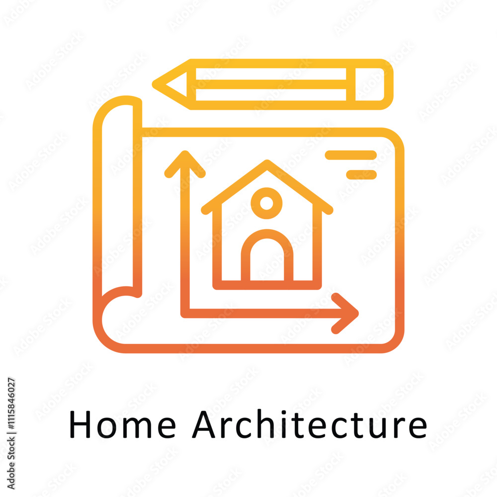 Poster home architecture vector gradient outline icon. eps file 10