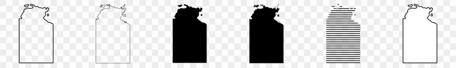Northern Territory Map Black | Australian State Border | State Country | Transparent Isolated | Variations