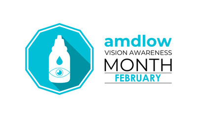Vector graphic of Amd low vision awareness month observed every year in month of february. Design for cards, prints, social media, poster, flyer and background design template.