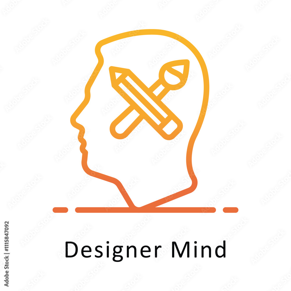 Poster designer mind vector gradient outline icon. eps file 10