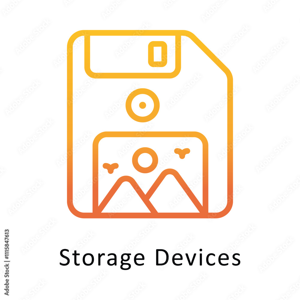 Poster storage devices vector gradient outline icon. eps file 10