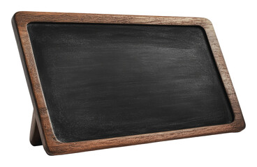 Fototapeta premium Chalkboard on a wooden stand for menus or notes, cut out - stock png.