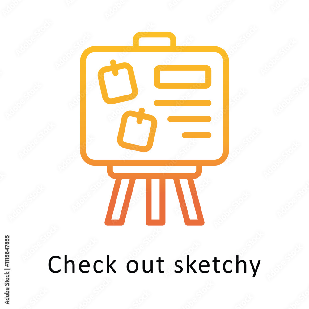 Poster check out sketchy vector gradient outline icon. eps file 10