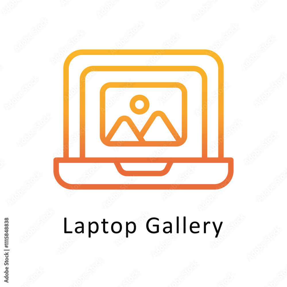 Poster laptop gallery designing vector gradient outline icon. eps file 10