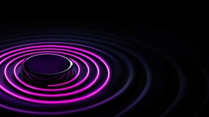 Fototapeta premium A vibrant display of concentric ripples emanating from a central dot, showcasing a blend of purple hues against a dark background, evoking a sense of depth.