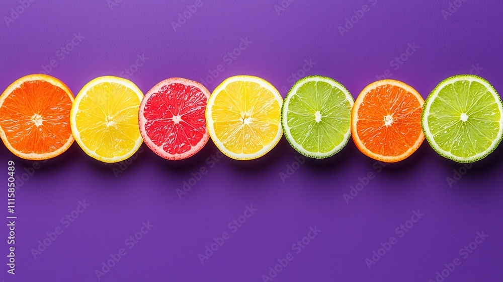 Poster a row of oranges and lemons are arranged in a line