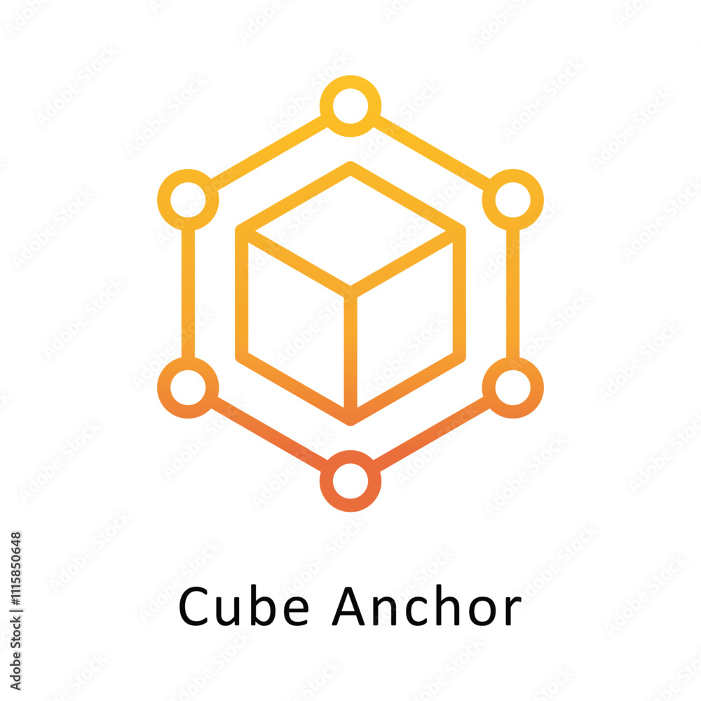 Poster cube anchor vector gradient outline icon. eps file 10
